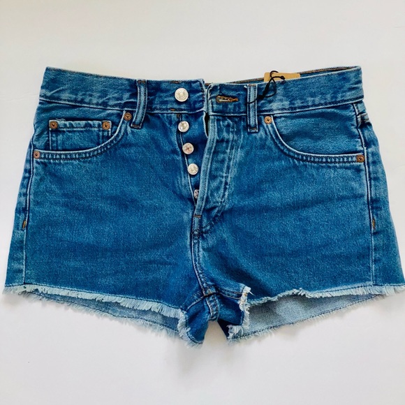 Mango Pants - Mango Denim Button Up Jean Shorts